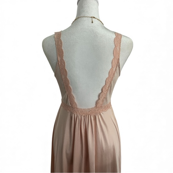 Vintage Olga Pink Lace Satin Nightgown Maxi Dress Style 9633 Size Small - Picture 4 of 7